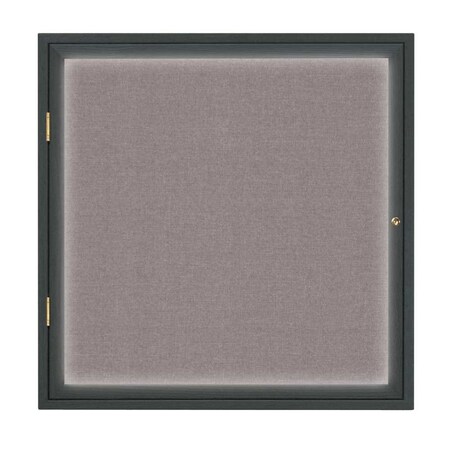 United Visual Products Single Door Slim Enclosed Radius EZ Tack Board, 48"x36", Black/White UVRDS48EZ-WHITE-BLACK
